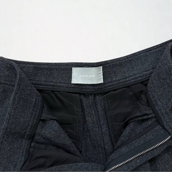 Everlane Dark Gray Wool Wide Leg Pleated Trousers High Waist Size 8 EUC - Picture 4 of 9